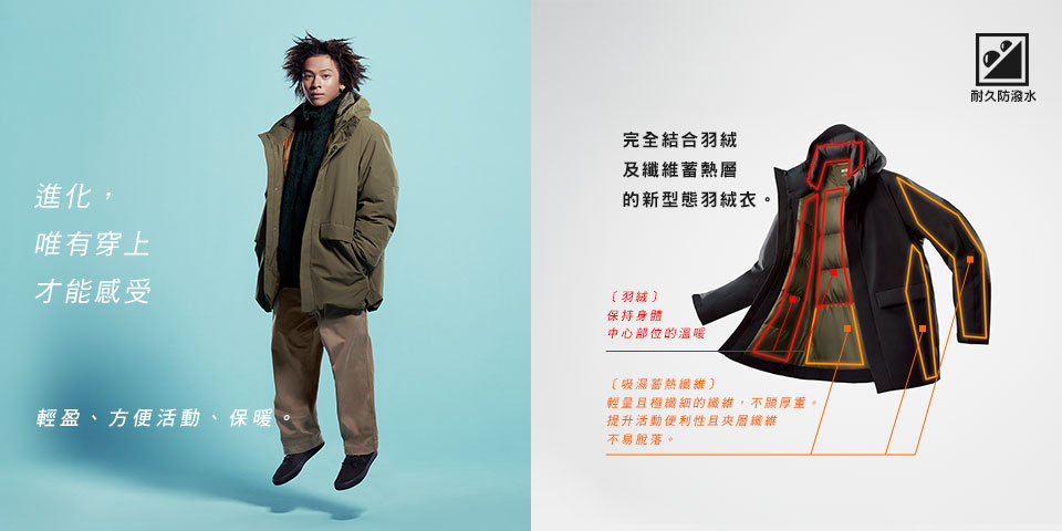 男裝 HYBRID羽絨連帽外套