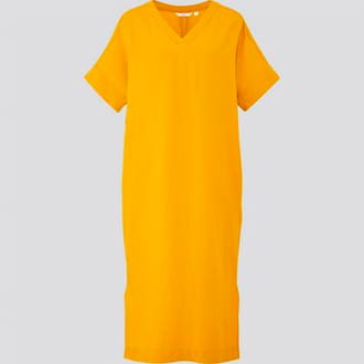 女裝 亞麻混紡繭型洋裝 (短袖)