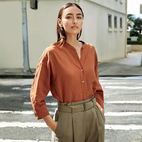 リネンブレンドスキッパーシャツ