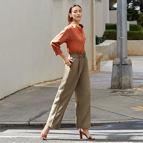 リネンブレンドスキッパーシャツ