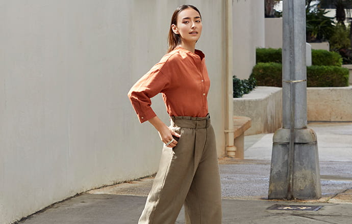 リネンブレンドスキッパーシャツ