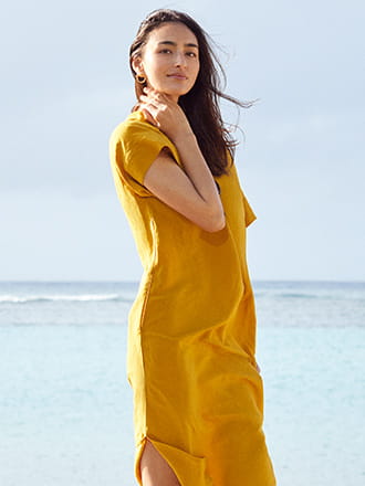 リネンブレンドコクーンワンピース