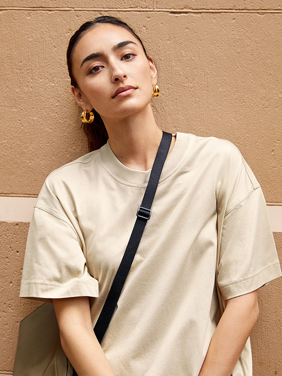 絲光棉長洋裝 (短袖)