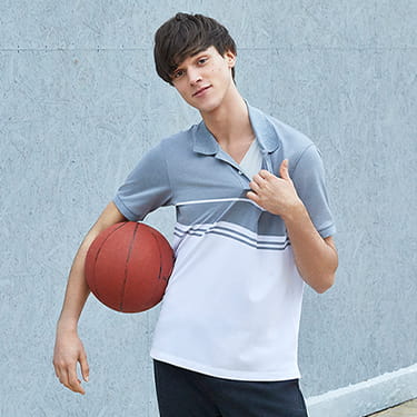 男裝 Dry-EX 網眼條紋POLO衫