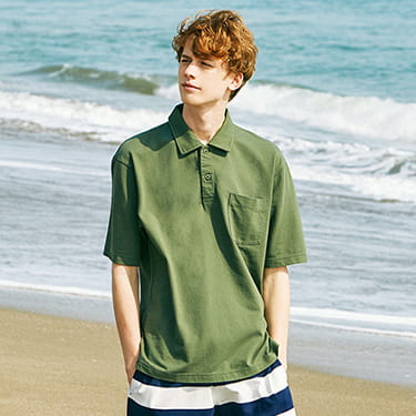 男裝 棉質寬版POLO衫 (短袖)