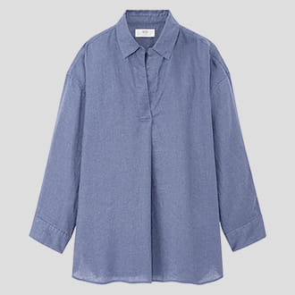 特級亞麻 開領襯衫 (七分袖)