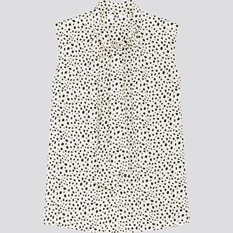 印花領結上衣 (無袖)