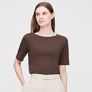 棉質船型領T恤 (短袖)