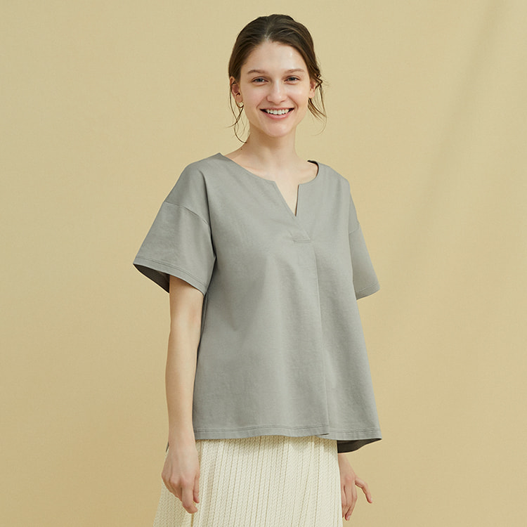 絲光棉立領無袖T恤