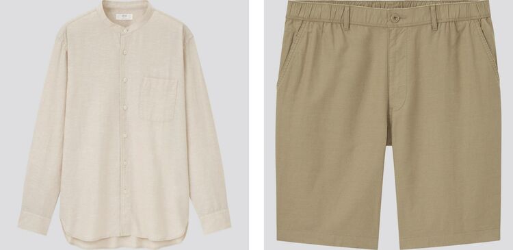Linen grandad collar shirt and linen shorts