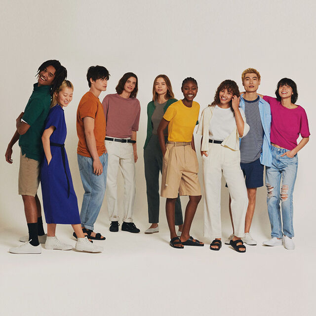 models wearing colourful UNIQLO clothing