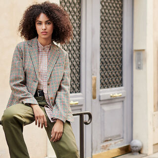 UNIQLO×INES DE LA FRESSANGE チェック柄 コート L UNIQLO INES DE LA FRESSANGE チェック柄コート L - メルカリ