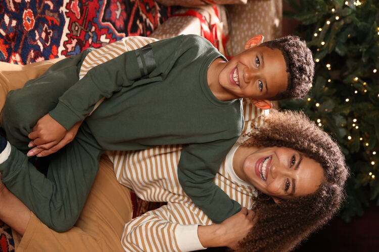 adult and child wearing UNIQLO cosy clothing