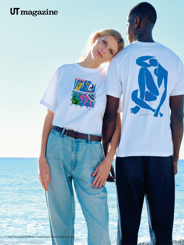 models wearing graphic T-shirts from the UNIQLO Henri Matisse collection