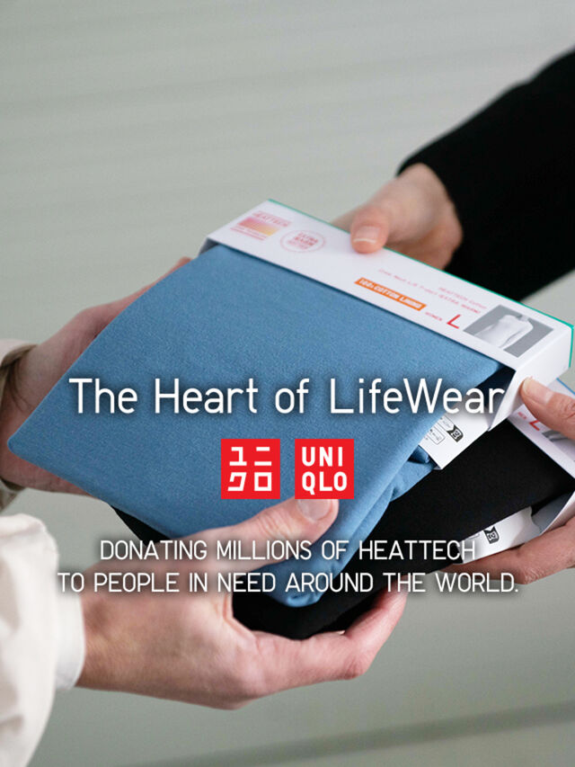 HEATTECH clothing being handed from one person to another