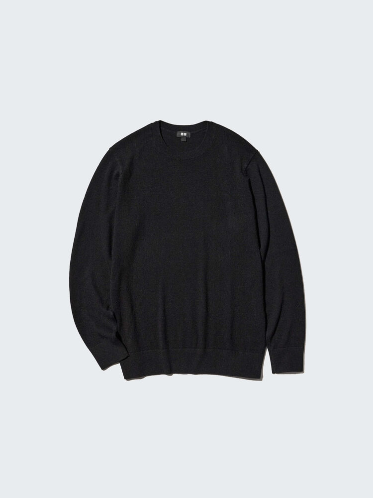 mens crew neck cashmere jumper in black