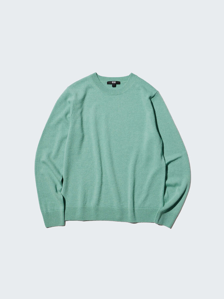 womens cashmere crew neck jumper in light green