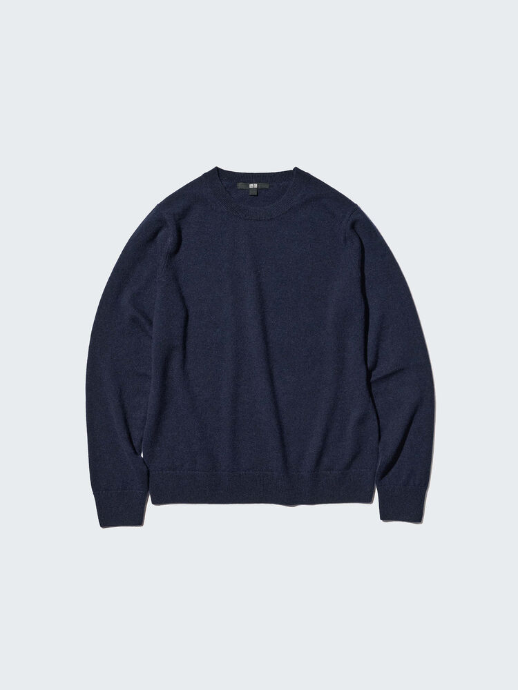 womens crew neck cashmere jumper in deep navy