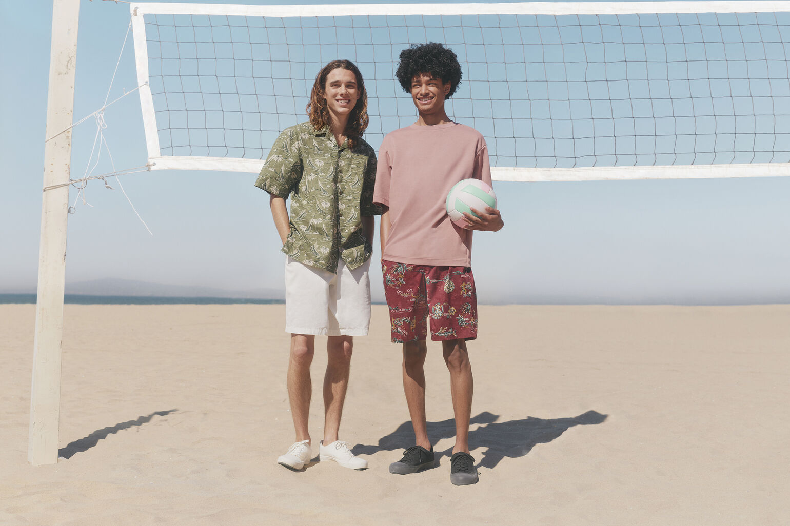 models wearing short sleeved shirt and shorts and T-shirt and shorts