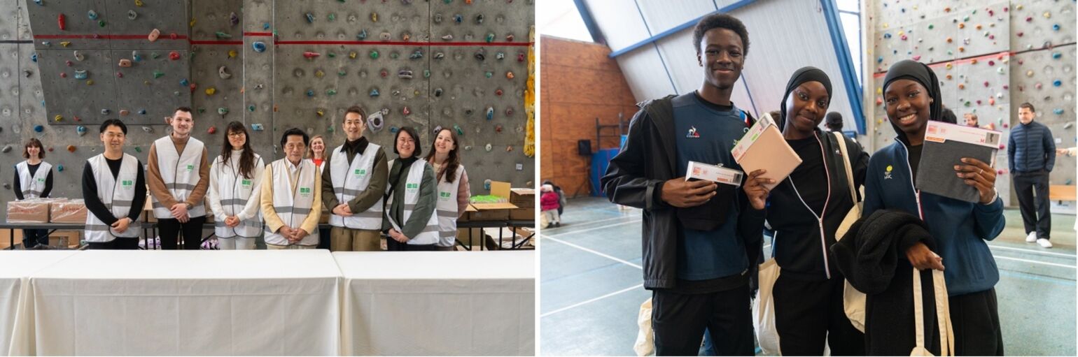 UNIQLO volunteers and recipients of HEATTECH donations