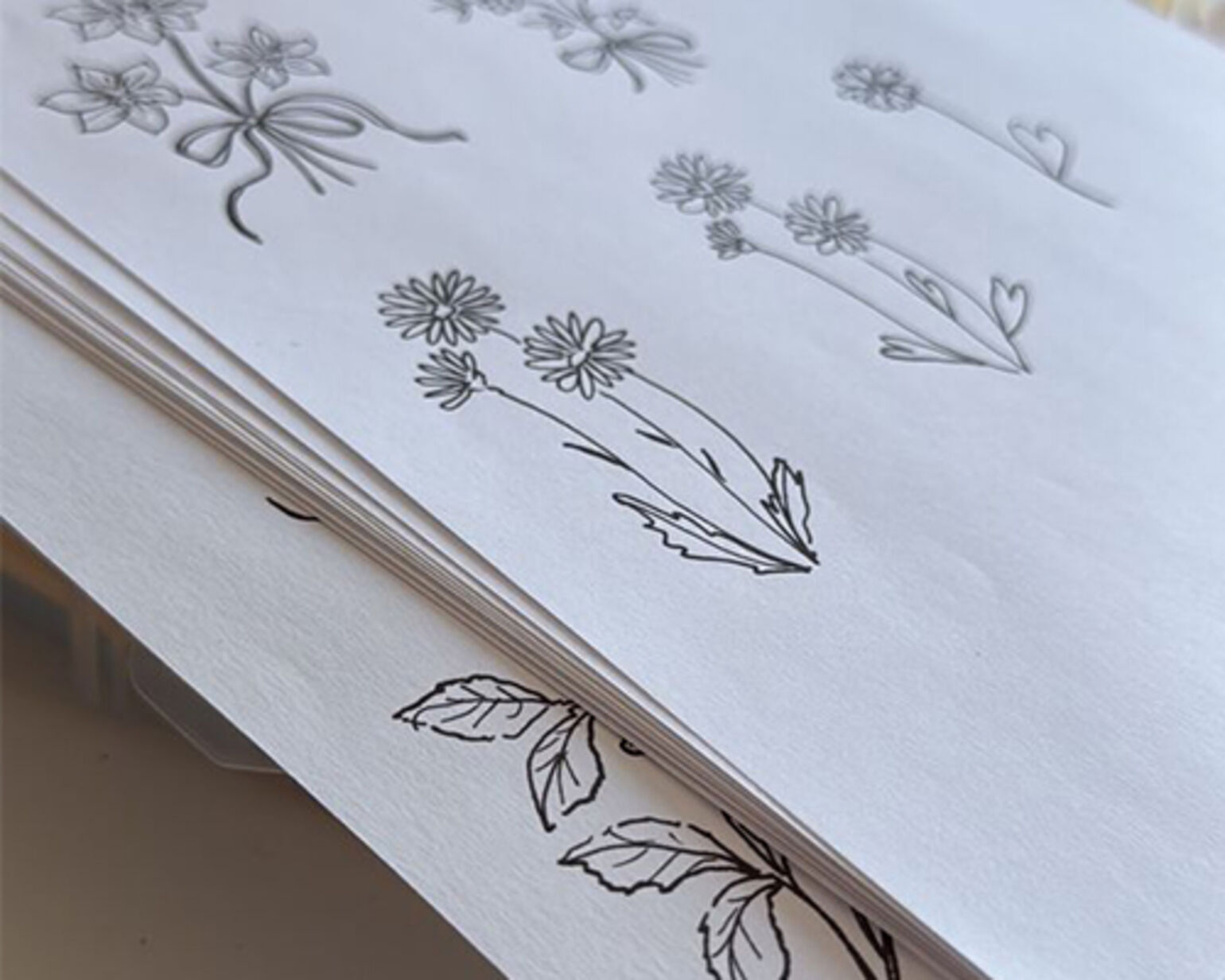 floral embroidery designs by Cressida Jamieson on paper