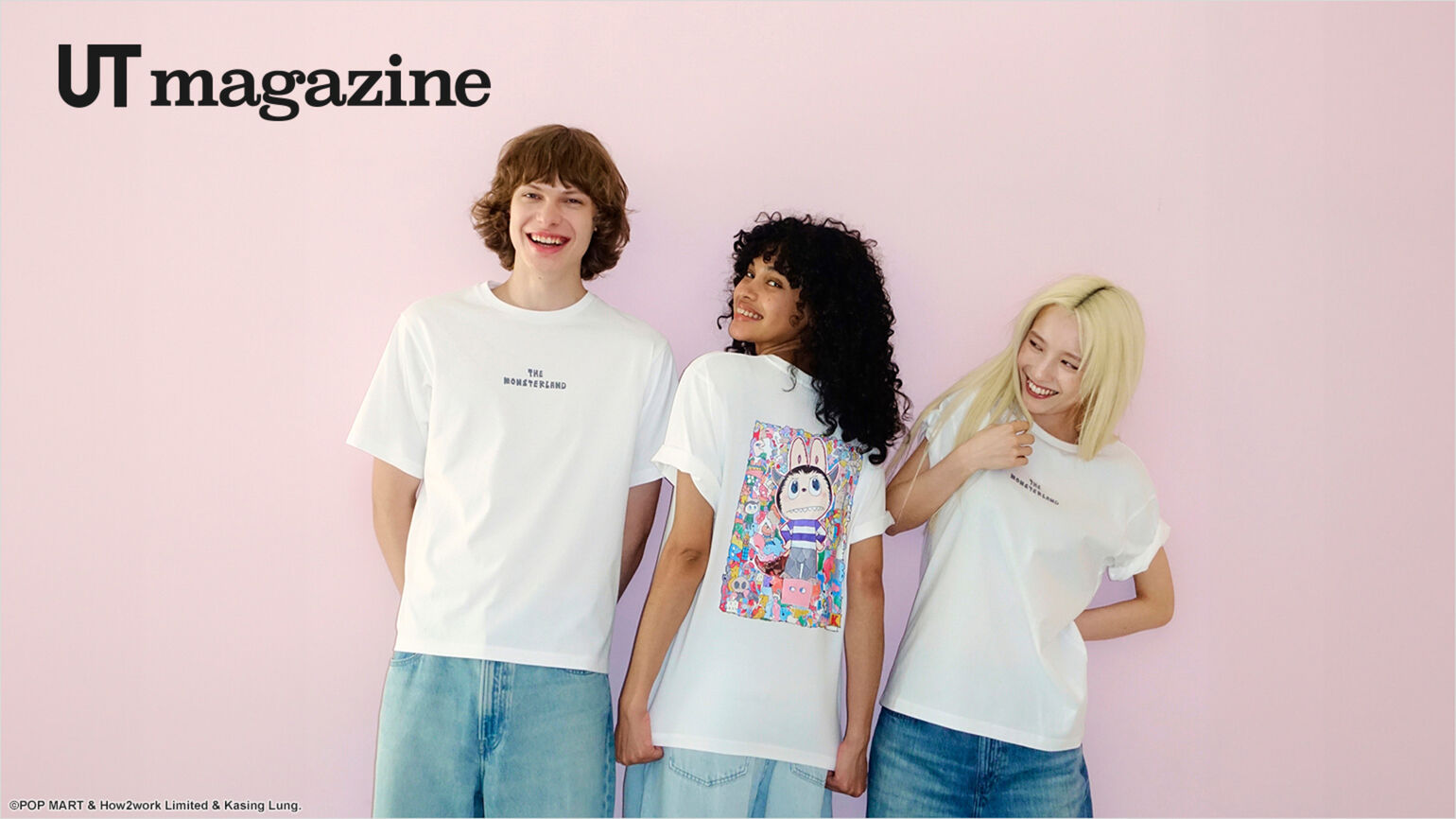 three models wearing POP MART UT Graphic T-Shirts