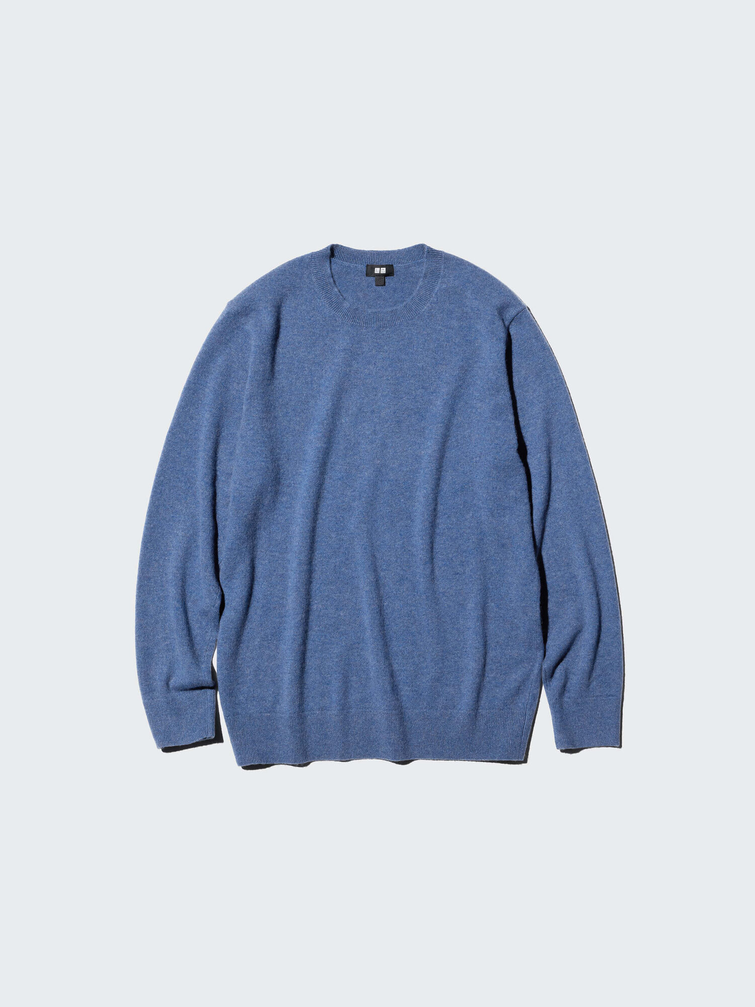 mens crew neck cashmere jumper in blue-grey