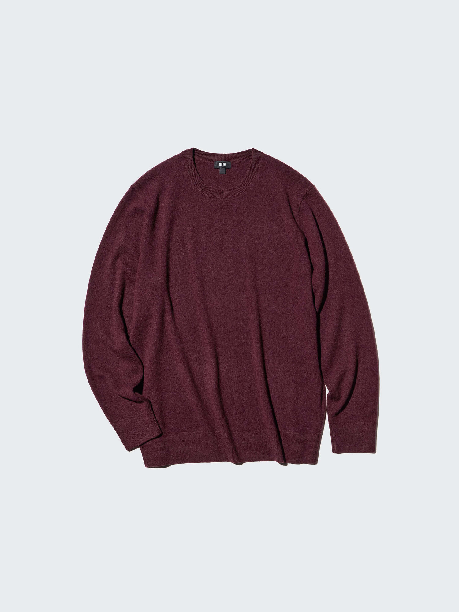 mens crew neck cashmere jumper in burgundy