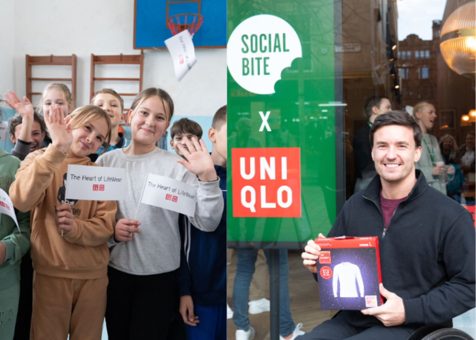 two images, one of kids we helped in Moldova and another one of Gordon Reid 