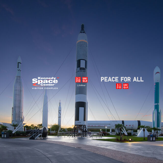 Kennedy Space Center rocket garden in the dusk