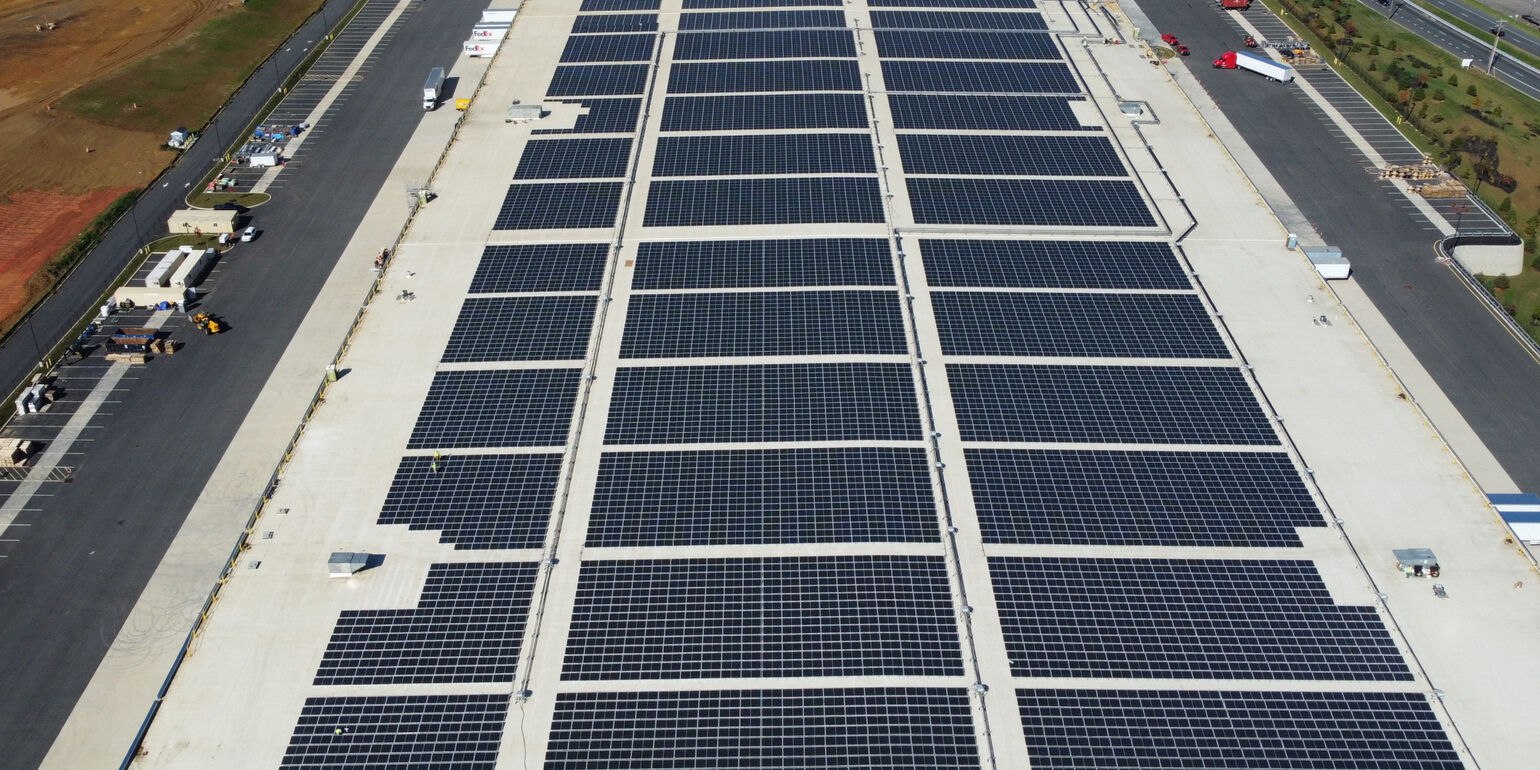 Solar panels on a commercial building