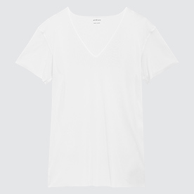 Airism Áo Thun Vải Vi Lưới Cổ V Ngắn Tay