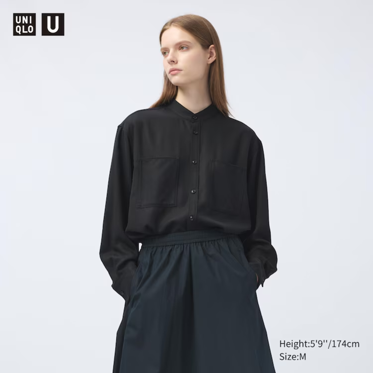 Áo sơ mi nữ cổ trụ thời trang