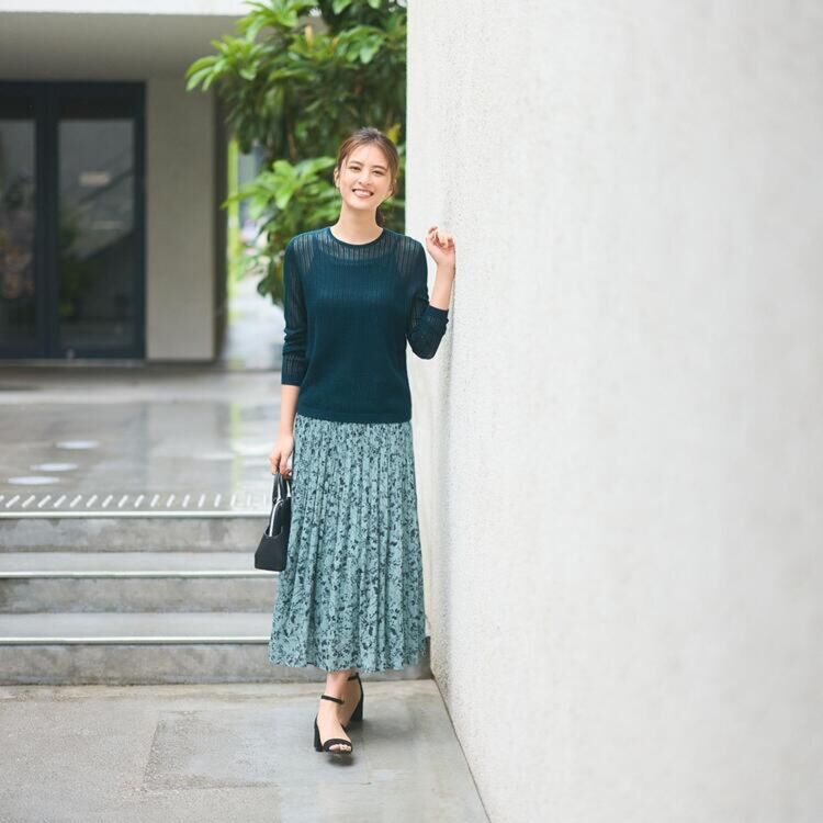 Chân váy vải Chiffon xếp ly họa tiết bắt mắt, nhẹ nhàng