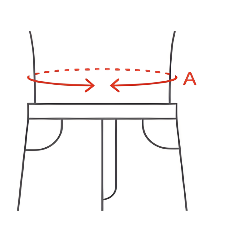 Waist là số đo vòng eo, vị trí phần nhỏ nhất của thân trên, nằm giữa xương sườn và phần hông