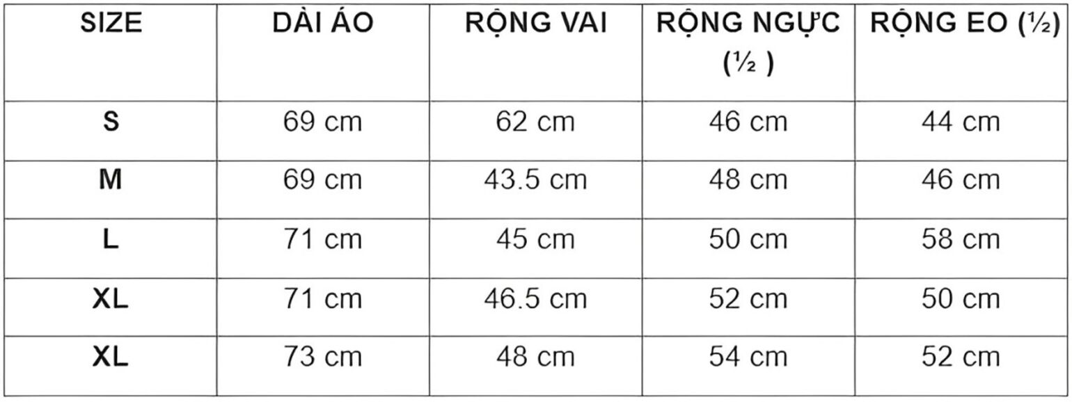 Size áo sơ mi nam chuẩn xác