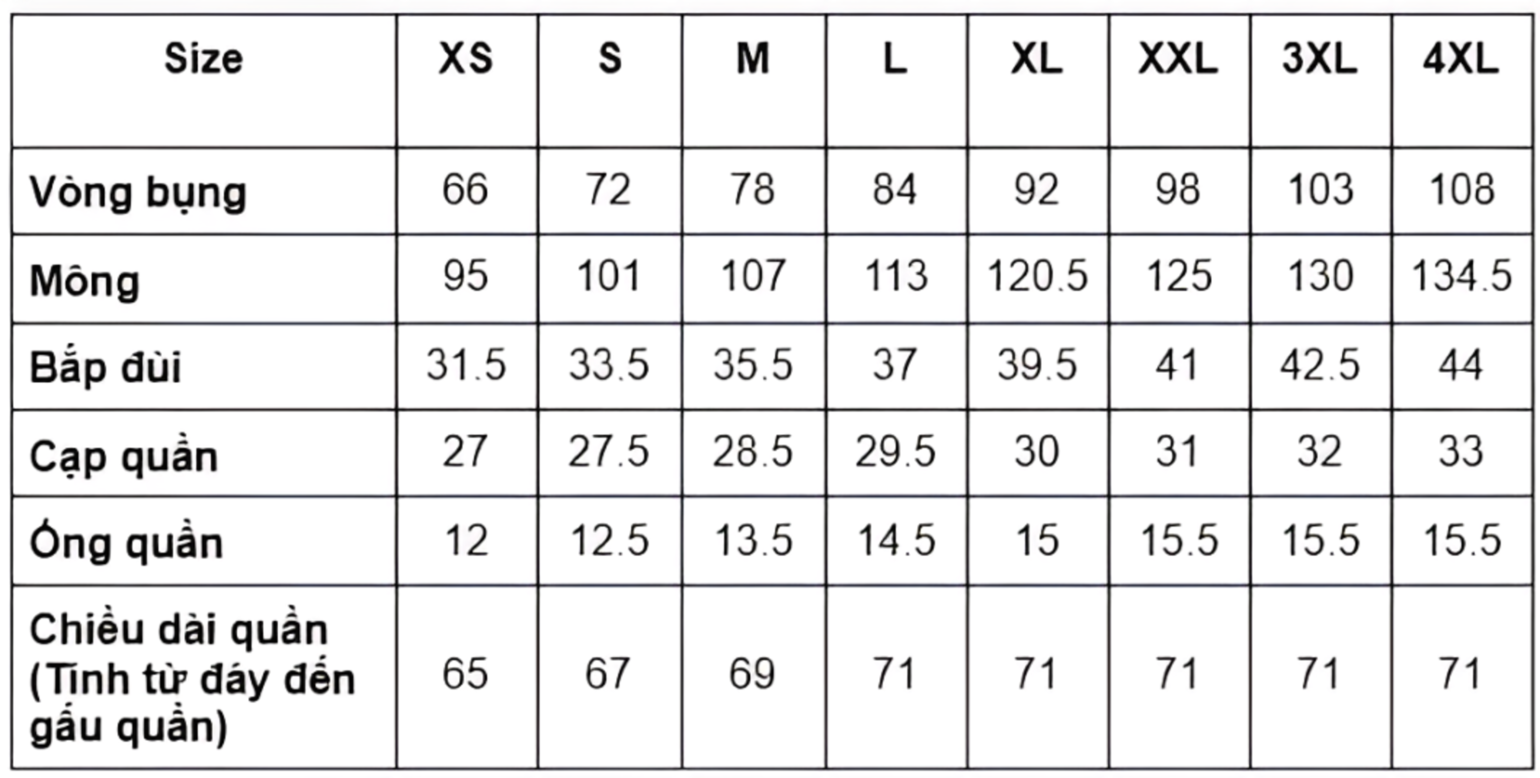Chọn size quần jogger nam chuẩn