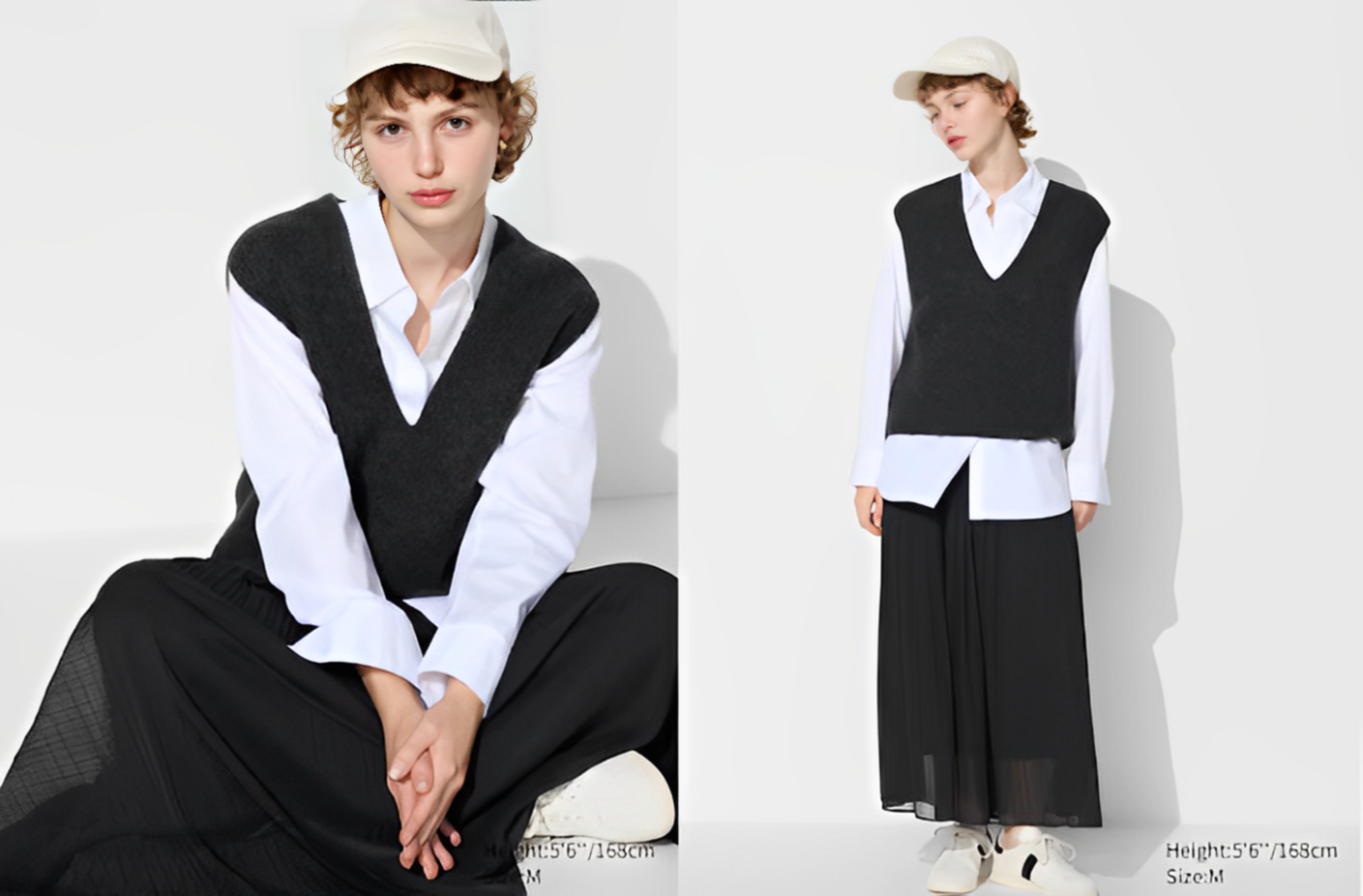 Phối đồ Tết đi chơi với áo sơ mi và chân váy đen phong cách thanh lịch, hiện đại