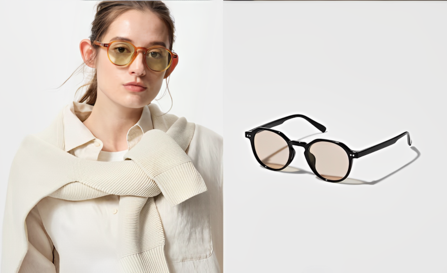 Kính mắt là một trong những phụ kiện thời trang cần có khi phối đồ màu trung tính