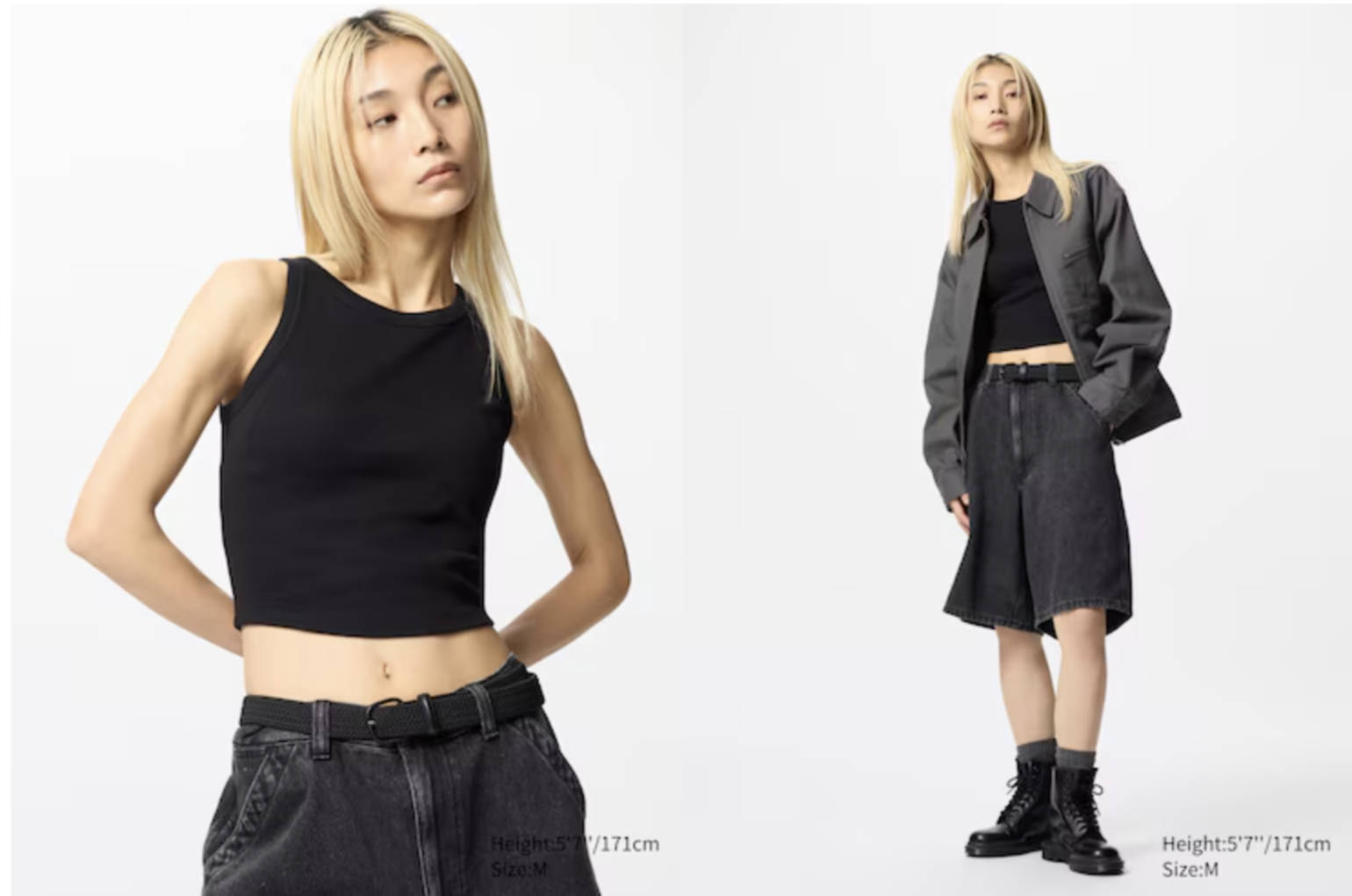 Outfit nữ với áo croptop và quần jean cạp cao giúp tôn dáng