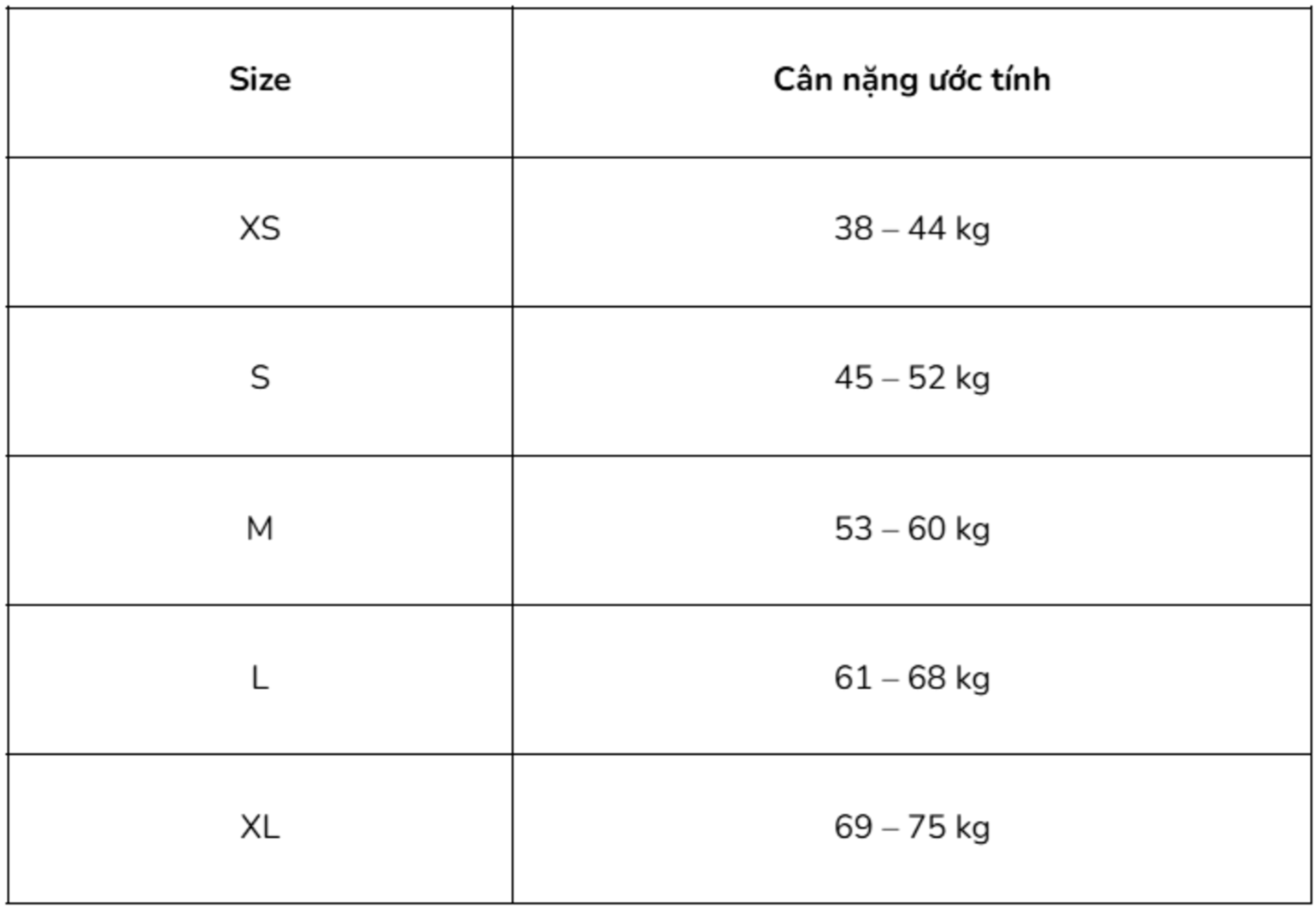 Đây là bảng size áo nam mang tính tham khảo chung
