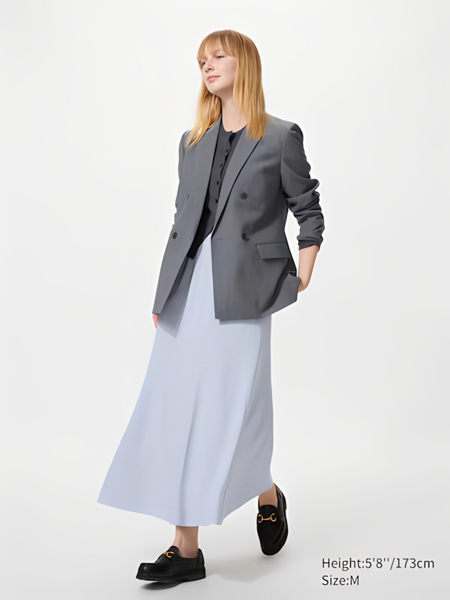 Chân váy dài mặc với áo blazer đẹp, tạo vẻ ngoài thời thượng, chuyên nghiệp